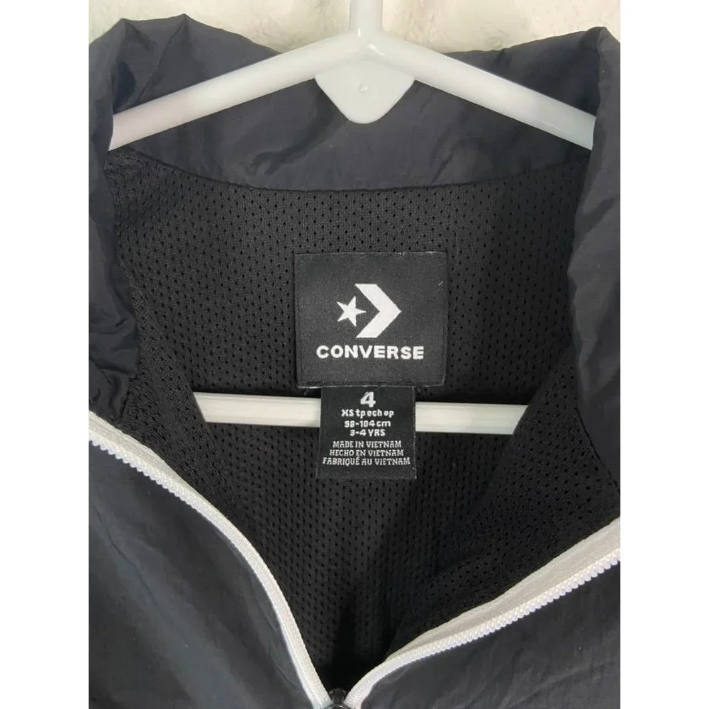 Converse youth boys‎ 4 black color block 1/4 zip pullover windbreaker jacket